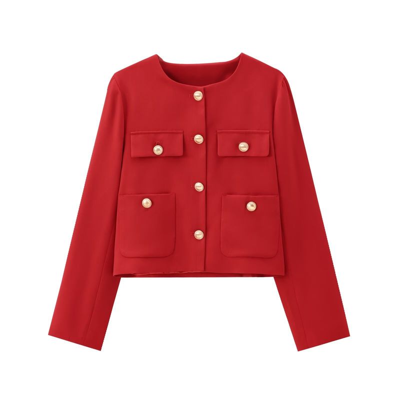 Women s clothing autumn and winter new gold button short style small fragrance jacket_voghion.com