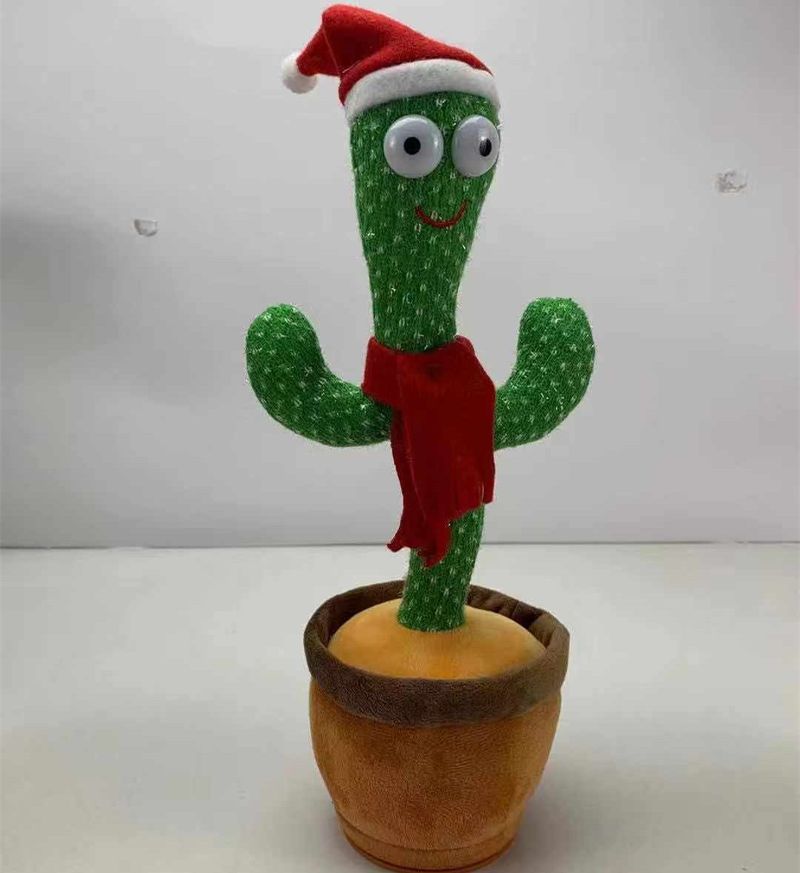 Tanzender Kaktus-Plüschtier mit LED-Lichtern und 8 Weihnachtsliedern – Interaktiver Sing- und Wackelspaß für Kinder_voghion.com