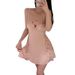 Abbigliamento da donna Guiruo Light Luxury Underwear Semplice retrò stampato raso con cuscinetto per il petto Pure Desire Style Sling Nightdress Home Set_voghion.com