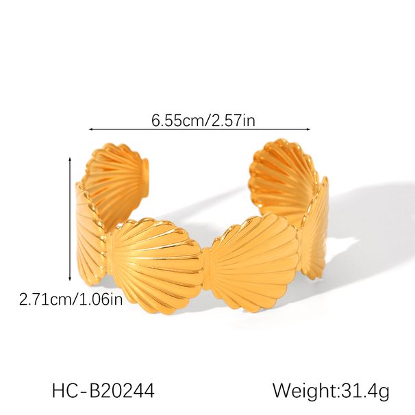 Semplici bracciali a conchiglia per donna, bracciali in acciaio inossidabile placcato oro, accessori di bigiotteria alla moda, regalo per ragazza_voghion.com