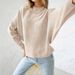 Women's Batwing Sleeve Knit Sweater - Semi-High Neck Long Sleeve Pullover, Soft Stretch Comfy Loose Fit, Casual Tunic Top (Multiple Colors)_voghion.com
