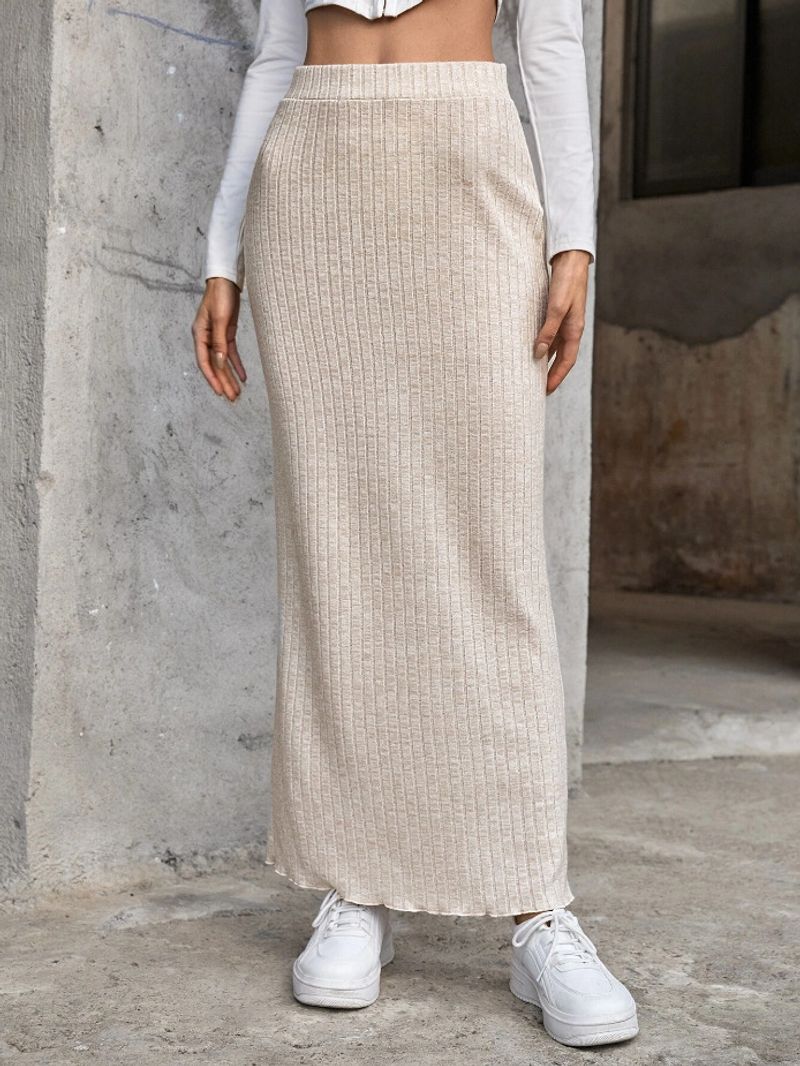 Jupe tricotée taille haute pour femmes, décontractée et à la mode, couvrant les hanches, nouvelle collection automne et hiver_voghion.com