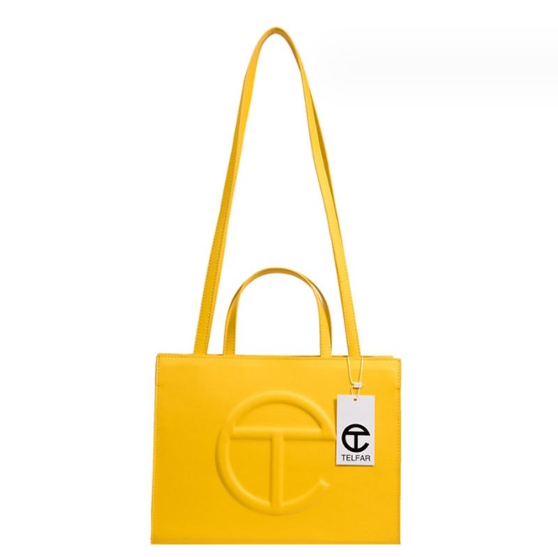 Neue gelbe mittelgroße Umhängetasche aus PU-Leder für Damen, modische und minimalistische Handtasche, Umhängetasche_voghion.com