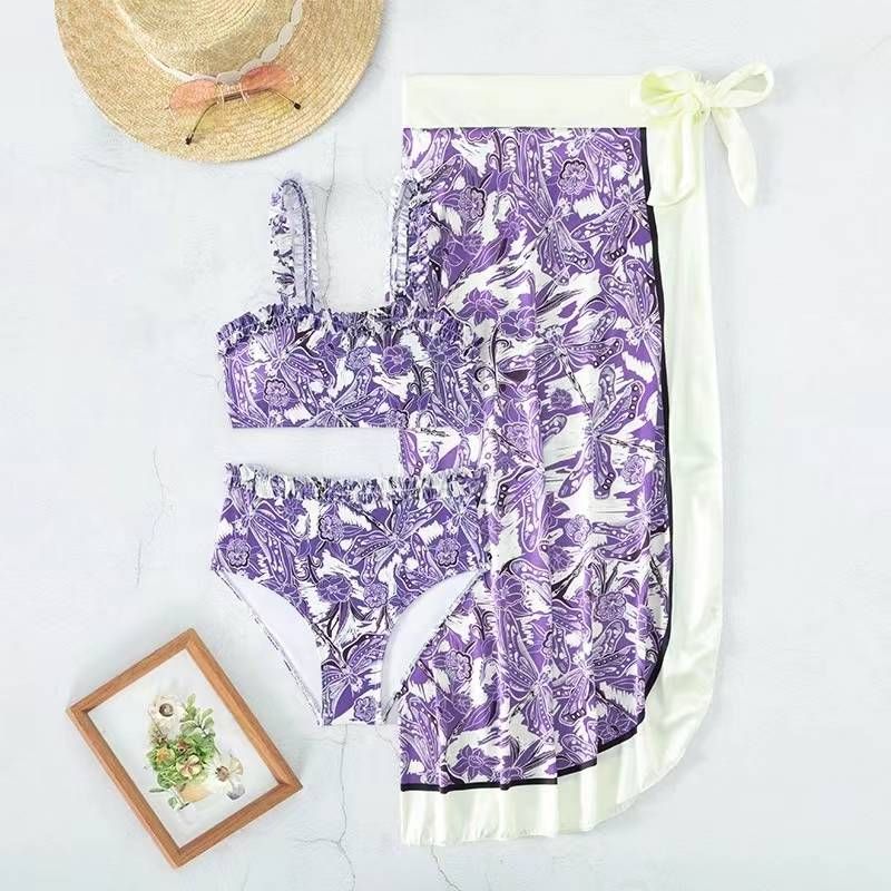 Traje de baño conservador europeo y americano de una pieza, falda de gasa, traje de baño informal de dos piezas que cubre el vientre para mujer_voghion.com