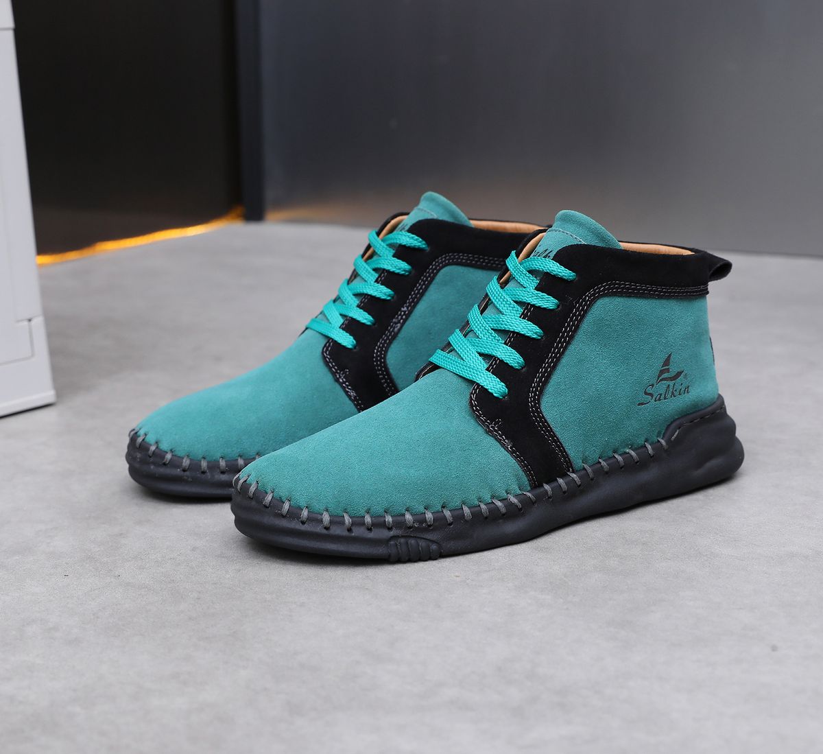 The 2408 Cow Leather Suede Men's Martin Boots Chelsea Range Green, Choose Size And Tell Seller_voghion.com