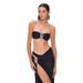 Women's Sexy 3-Piece Bikini Set - Tube Top & High-Cut Bottom Swimsuit (European & American Style, Solid Color)_voghion.com