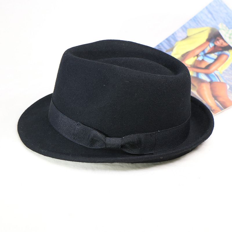 wool felt top hat men's jazz hat Shanghai beach gentleman wool woolen autumn and winter retro British hat_voghion.com