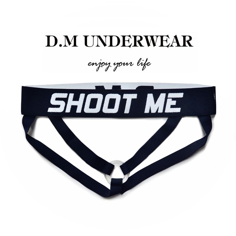 D.M. Heren Jeugd Lage Taille Lifting Ondergoed Zachte Siliconen Ring Dubbele G-string Letters T-Back_voghion.com