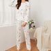 Lässiges und bequemes Pyjama-Set für Frühling und Herbst, bedruckte Langarmhose für Damen, zweiteiliges Set_voghion.com