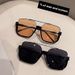 Large square frame black sunglasses female summer sun glasses sunshade glasses advanced sense of street shooting tide with male_voghion.com