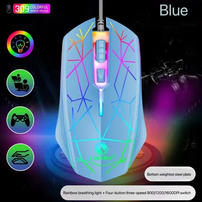 Wired Gaming Mechanical Mice USB Luminous Light Adjustable Optical Gamer Mouse for PC Computer Game_voghion.com