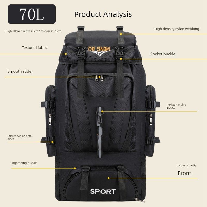 Long Distance Waterproof Oxford Cloth Large Capacity Schoolbag Men Outdoor Lage Backpack Travel Storage Bag_voghion.com