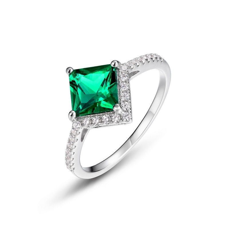 Geometrische Prinzessin Platz Kultiviert Smaragd Ring S925 Silber Intarsien Mit Farbigen Edelsteinen Retro Finger Ring Modische Licht Luxus_voghion.com