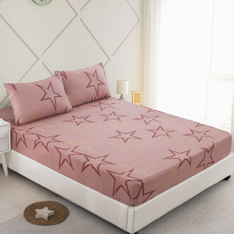 Pink Girl Star Bed Sheet Polyester 3D Printed Bedspread_voghion.com