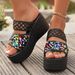 New Sequin Mesh Outside Wear Platform High Heels Fish Mouth Flip-flops_voghion.com