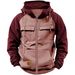 Spring And Autumn New Men's Hooded Solid Color Youth Sports Multi-Pocket Leather Patch Sweatshirt Workwear_voghion.com