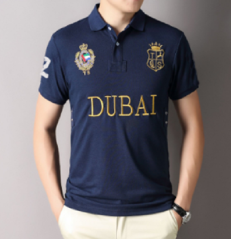 Herenkleding 2024 Nieuw Poloshirt Korte Mouw Heren Puur Katoen Borduurwerk Vrijetijdsbesteding Sport Dun Marineblauw_voghion.com