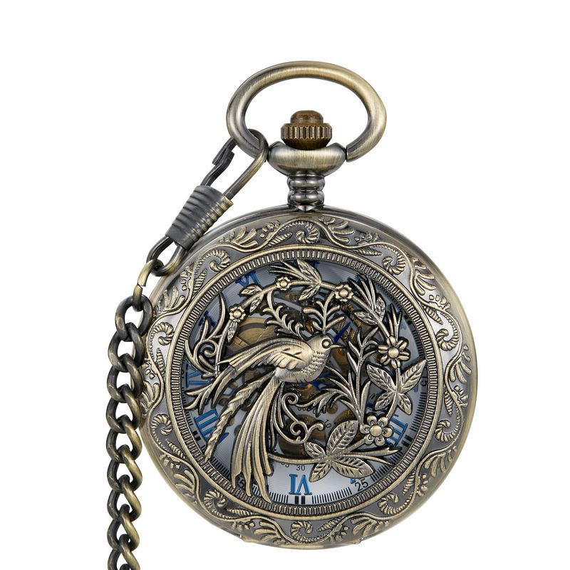 Nowe srebrne etui z klapką o zapachu Birdsong Floral, dwustronne, z pustymi cyframi rzymskimi, półautomatyczne, mechaniczne, kieszonkowe_voghion.com