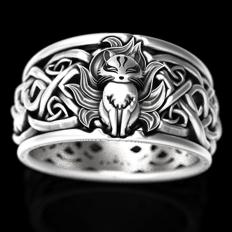 Anello da uomo in argento tailandese Chiba Ichihō New Viking Fox Celtics Fashion_voghion.com