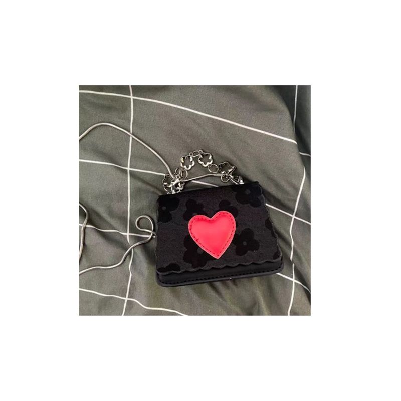 Sommer Schwarz frauen 2024 Neue Crossbody Kette Kleine Form Design Textur Liebe Mini Tasche_voghion.com