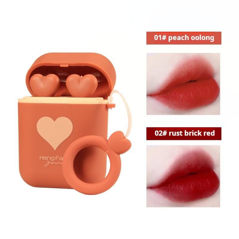 2pcs Velvet matte lipsticks, earphone case storage box, creative lipstick，Cute lipstick_voghion.com