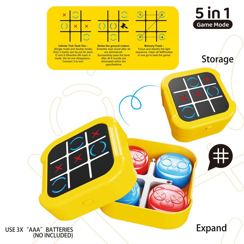 Children's Educational Toys Electronic Tic-Tac-Toe Game 5 In 1 Board Game Two Players Tabletop Toy Kids Toys_voghion.com