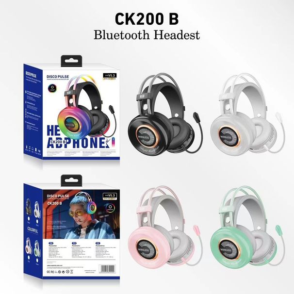 Nowe słuchawki do gier CK200B Bluetooth RGB Light montowane na głowie, przeznaczone do komputerów_voghion.com