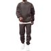 Conjunto esportivo casual masculino – Moletom de manga comprida com gola redonda e calça jogger (Tamanhos P-5XG, Poliéster, Estilo urbano, Ideal para academia e para usar na rua)_voghion.com