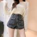 Darba šortu korejiešu versija 2024. gada vasarā, jaunas brīvas un slaidinošas platas kājas A-līnija ar kabatām, džinsa karstās bikses priekš_voghion.com