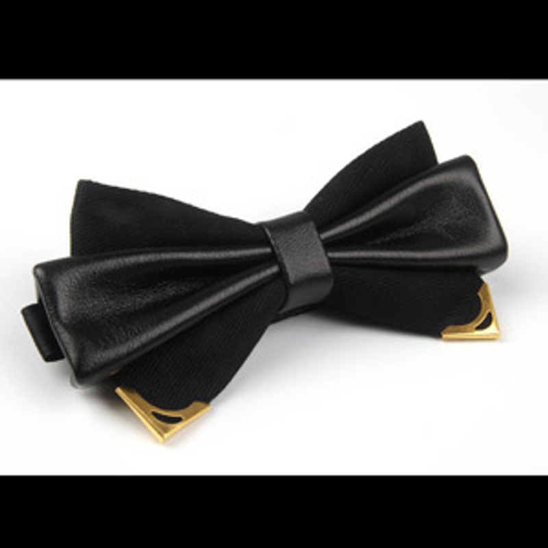 Men's Bow Tie Casual Polyester Leather Joined Bow Tie Style British Banquet Boxer_voghion.com