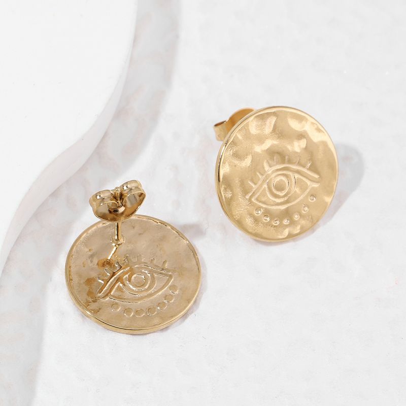 Street New Fashion Devil's Eye Women's Round Stainless Steel Earrings Cool European and American Classic Versatile Ear Accessories_voghion.com