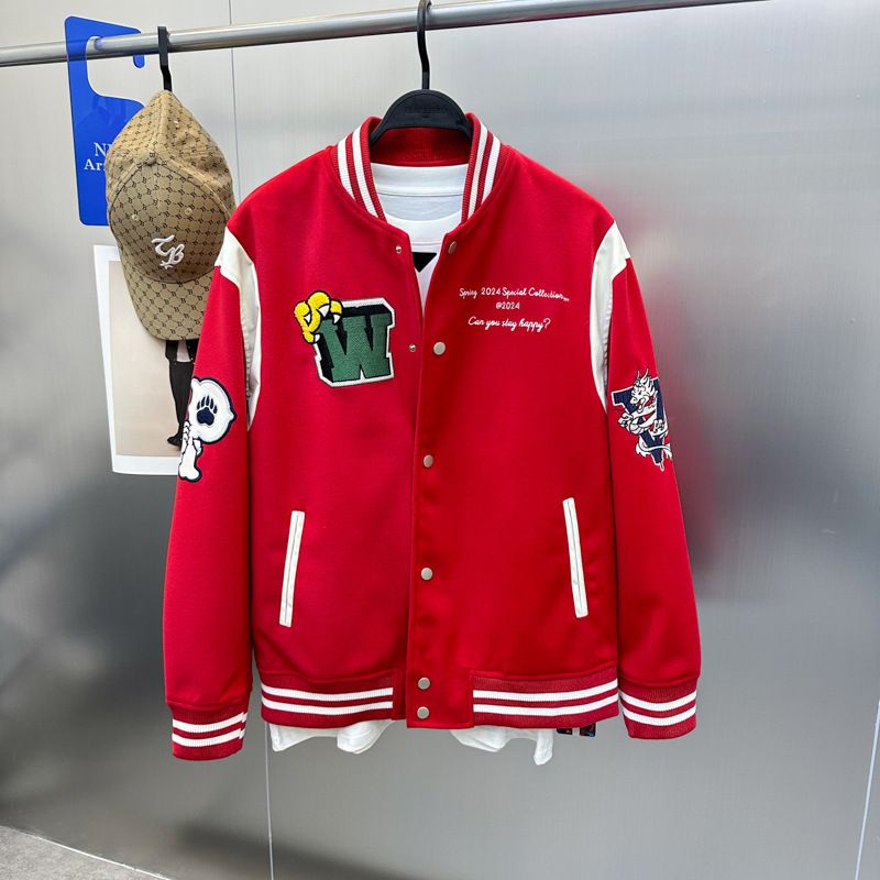 Men's Clothing Spring Red Dragon Year Jacket Embroidery Loose Trendy Baseball Jacket Red Good Luck Jacket BWBCE1177_voghion.com