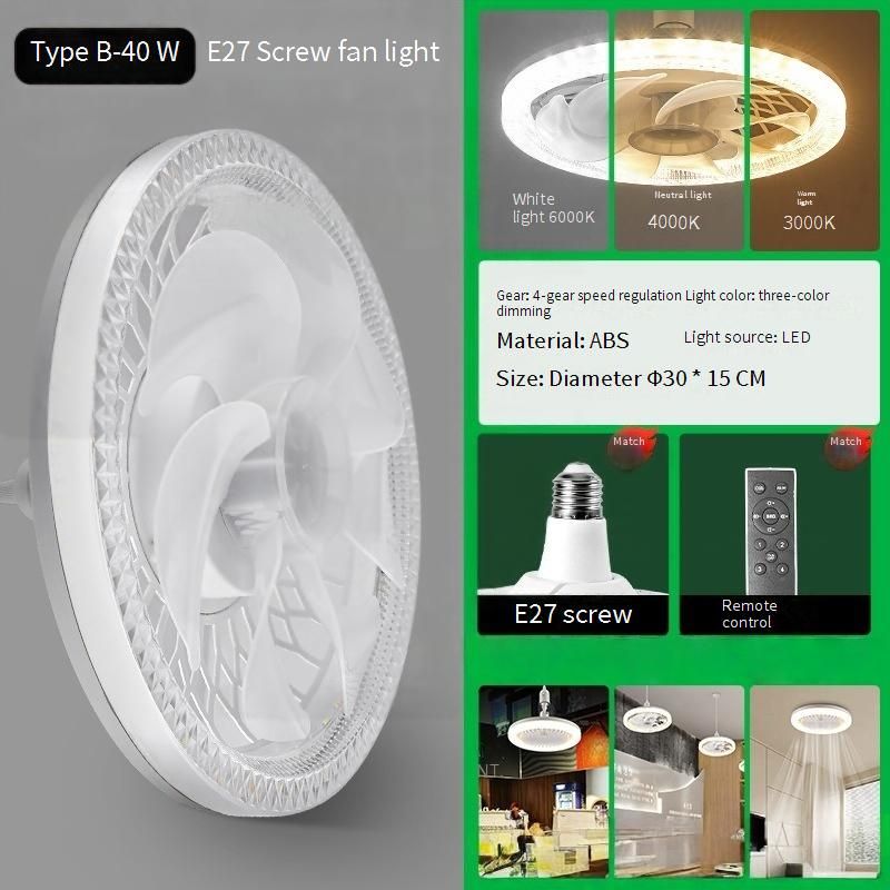 Ventilateur de plafond en cristal à 7 pales avec éclairage – Télécommande LED à intensité variable, culot E27 ultra silencieux, économie d'énergie, pour salon/chambre_voghion.com