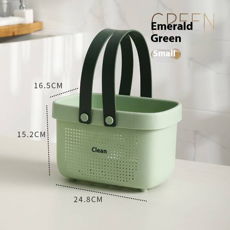 Foldable Shower Caddy – Multi-Purpose Storage Basket For Bathroom, Fruits & Laundry | Lightweight PP Plastic With Handle (White/Pink/Green/Gray)​_voghion.com