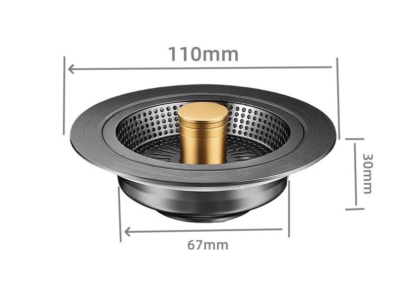 Stainless Steel Kitchen Sink Bouncing Core Bathtub Basin Vegetable Washing Basin Filter Basket Drain Assembly_voghion.com