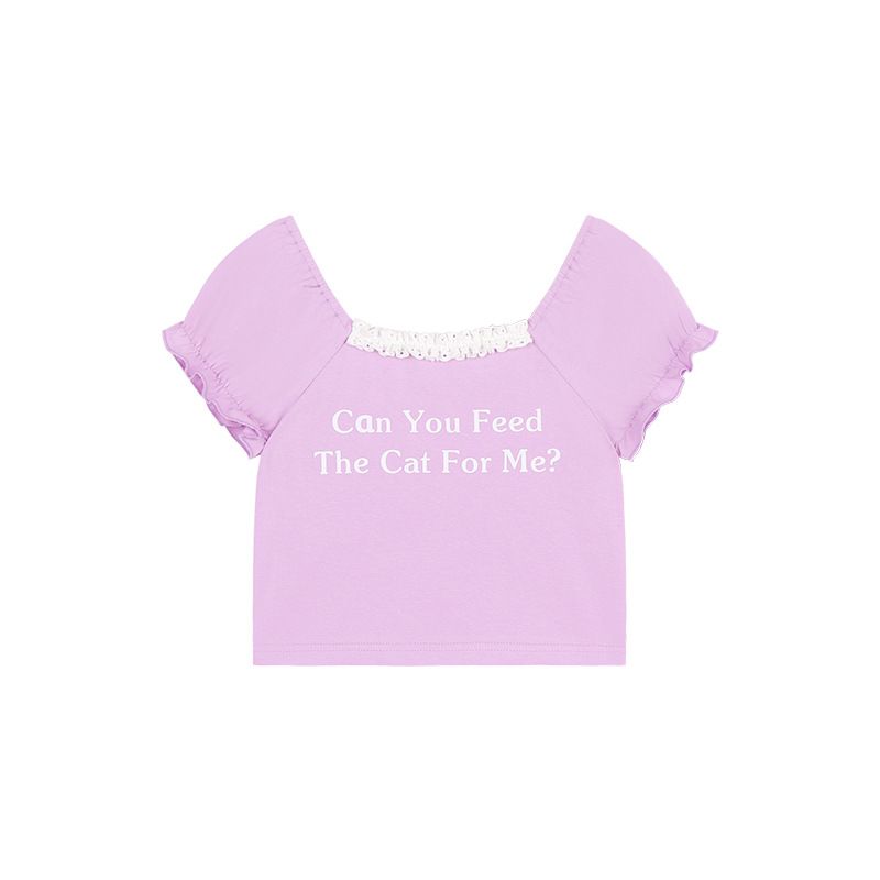 Kinderkleding Zomer Nieuw Eenvoudig Ademend Letterprint Casual Kant Korte Mouwen_voghion.com