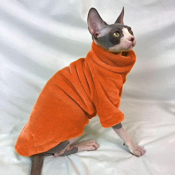 Vestiti per gatti Sphynx senza peli, autunno inverno, maglietta con base in pile di visone tedesco, calda e confortevole_voghion.com
