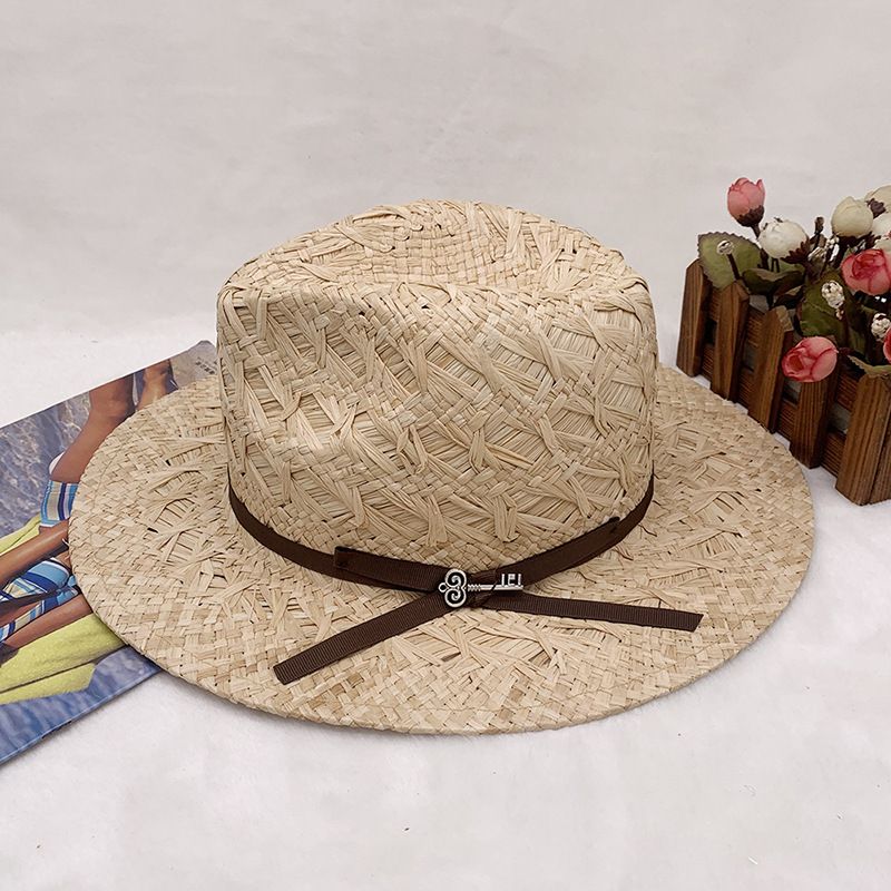 Handgestrickte natürliche Basthüte für Herren und Damen im Outdoor-Stil aus Stroh im Jazz-Stil_voghion.com
