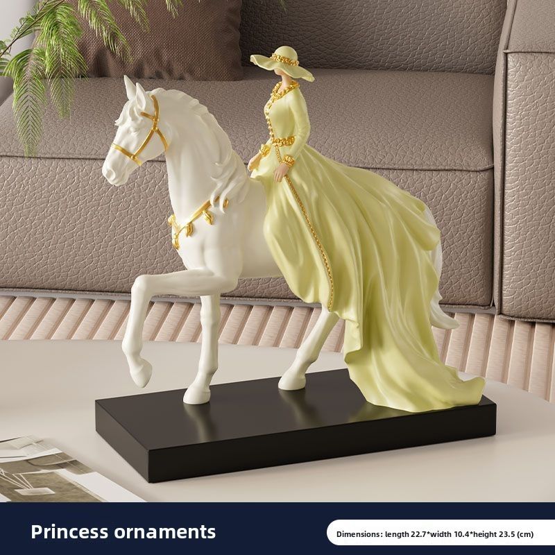 Ornamento de cavaleiro princesa estilo ins, sala de estar de alta qualidade, entrada, armário lateral de TV, figura de arte, escultura, presente_voghion.com