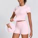 2025 Yoga Sports Fitness Wear Tight Top Peach Hip Shorts With Pockets 2-Piece Set_voghion.com