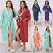 Underwear & Sleepwears Soft Coral Fleece Long Robe With Contrast Trim - Cozy Flannel Bathrobe For Women, Plus Size, Winter Warmth, Home Lounge Wear_voghion.com