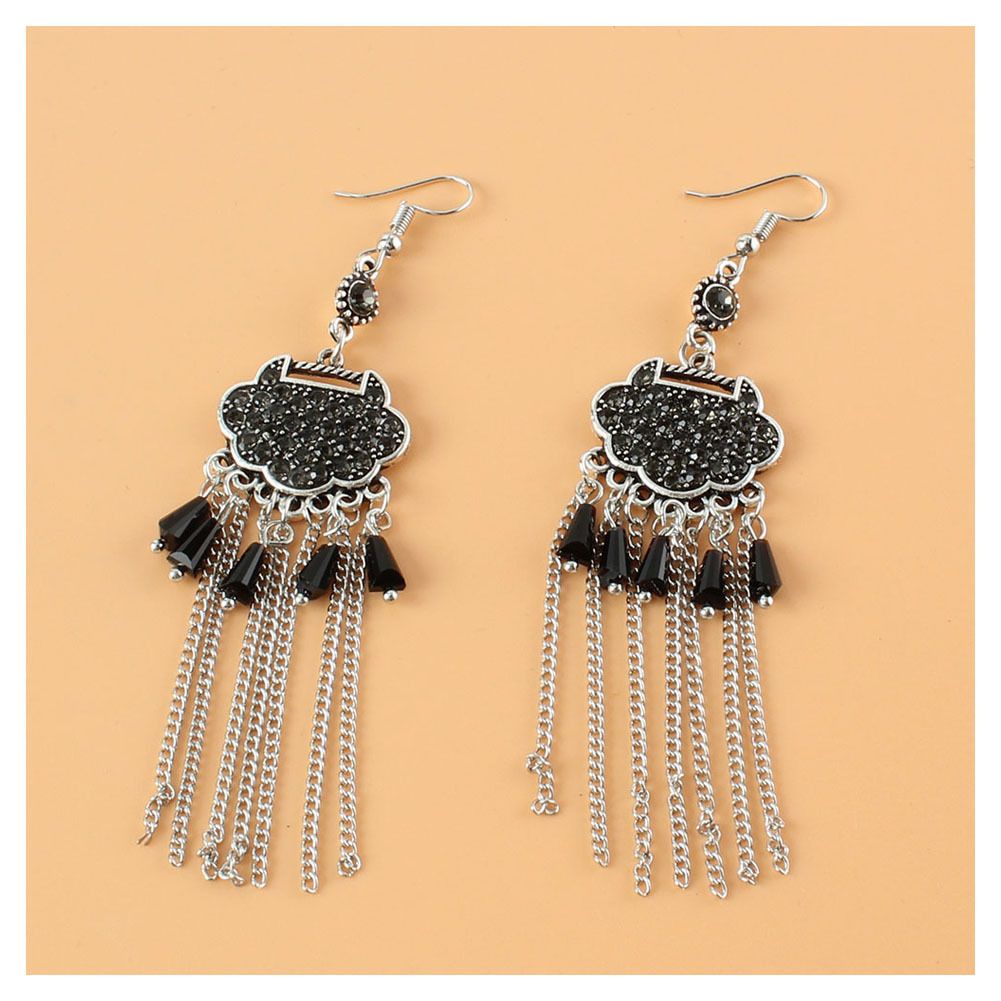 Set di gioielli da donna, orecchini con nappe in lega di diamanti, stile etnico retrò, moda, orecchini alla moda_voghion.com