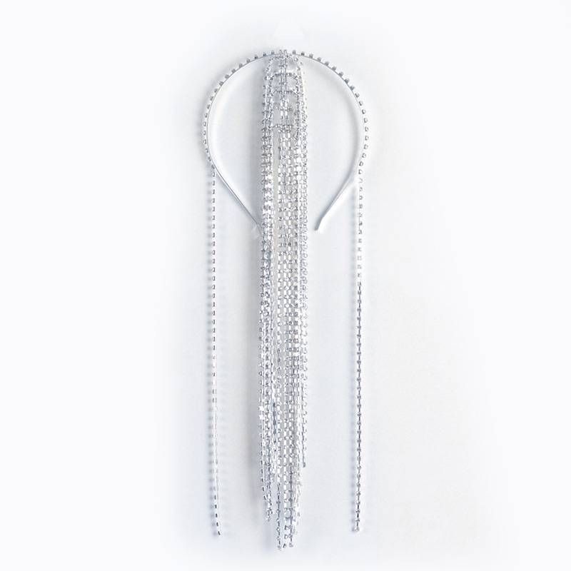 Women's New Fashion Rhinestone Long Tassel Headdress Personality Headband Ins Style Hair Accessories_voghion.com