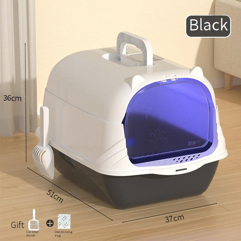 Pet Products Cat Litter Box Fully Enclosed Large Anti Splash Deodorizing Cat Toilet With Handle Flip Cover Cat Feces Box_voghion.com