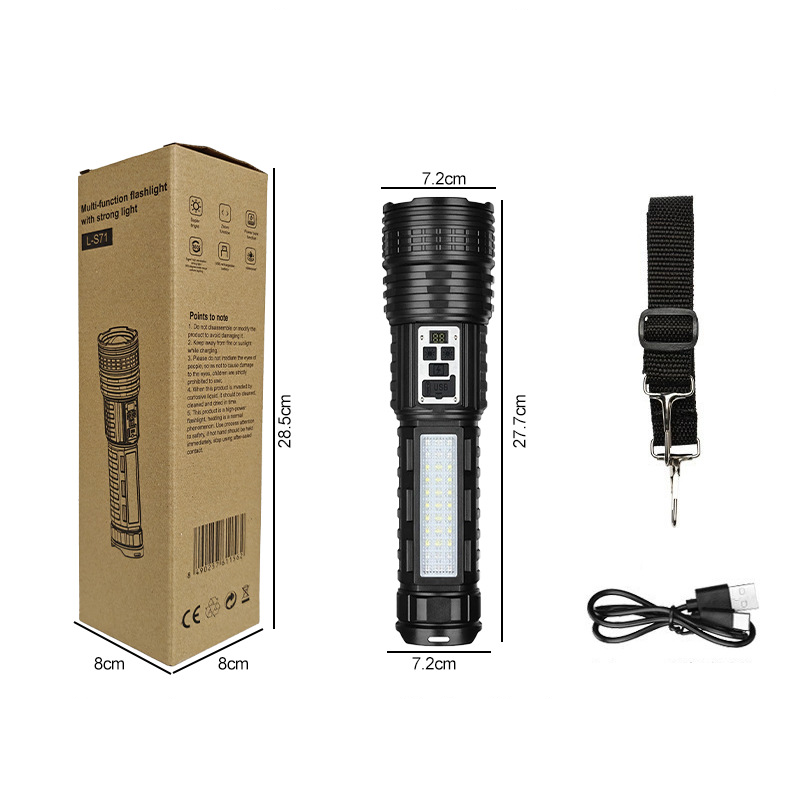 High Power Super Bright Flashlight Strong Light Laser Cannon Long Lasting Electric Display Zoom Outdoor Multi Function Large Flashlight_voghion.com