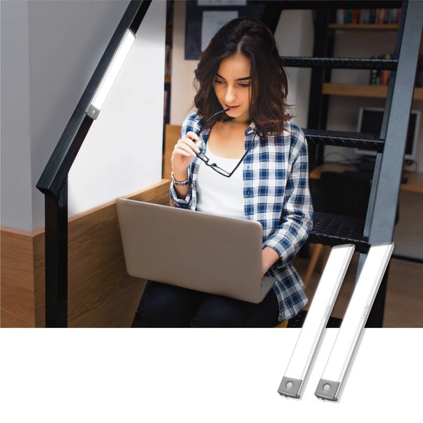 9.88Inch Motion Sensor Closet Light, 40LED Cool White Wireless Rechargeable Under Cabinet Light (Set Of 2)_voghion.com
