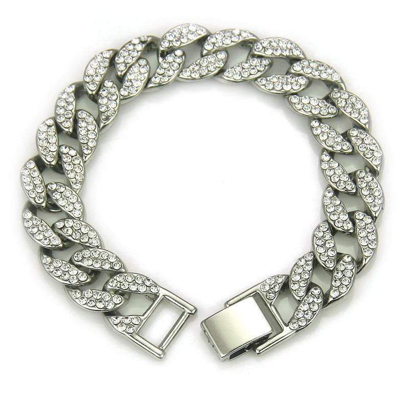 Accessories Hot Sale Hip Hop Diamond-Encrusted Cuban Bracelet Fashion Trendy Men's Jewelry_voghion.com