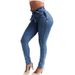 Damenbekleidung Jeans Slim Stretch Quaste Gürtel High Waist Jeans_voghion.com