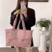 Han Su Xi Same Style Pleated Bow For Women Trendy Korean Version Tote Large Capacity Canvas Bag_voghion.com