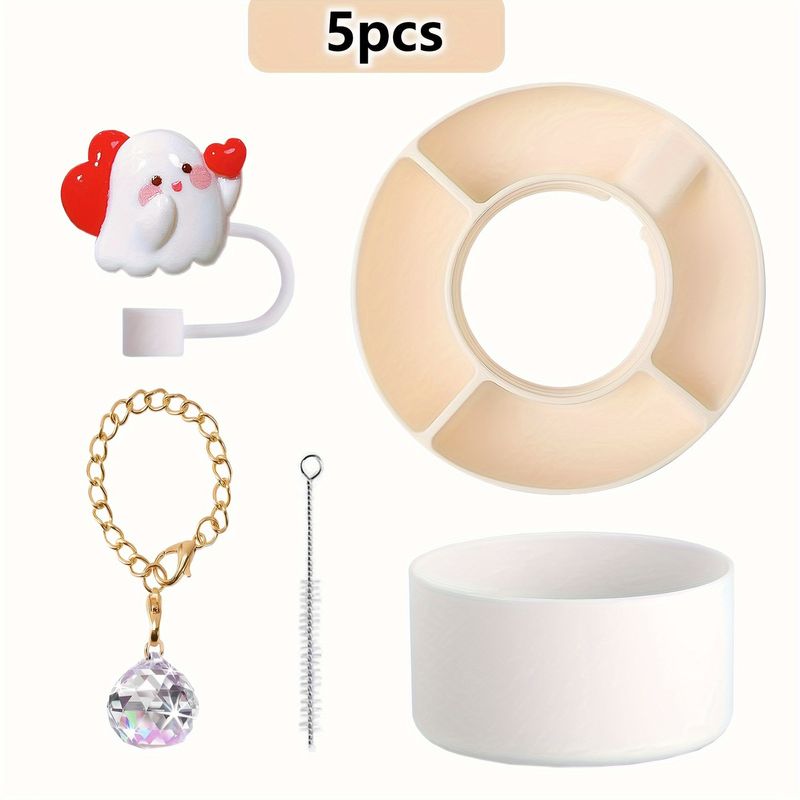 Wohnmöbel Tasse Kunststoff Snack Platte Unterteilt Obst Platte Obst Platte Silikon Tasse Halter Huhn Stroh Kappe Kristall Kette_voghion.com